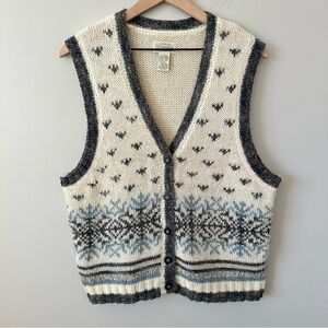 St Johns Bay Vtg Christmas Snowflake Sweater Vest Womans Sz XL Grandmacore